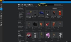 Objetos gratis en la tienda de Roblox